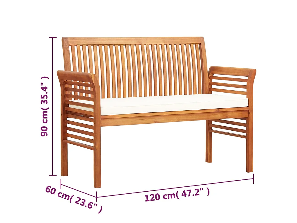 Panca da Giardino a 2 Posti 120 cm in Legno Massello di Acacia