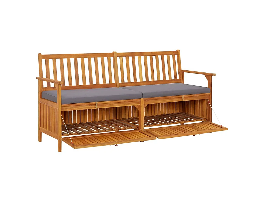 Cassapanca con Cuscino 170 cm in Legno Massello di Acacia