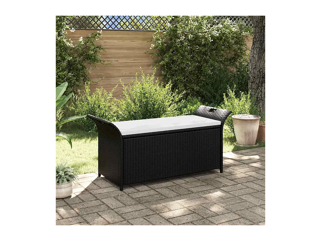 Truhenbank mit Polster 138 cm Poly Rattan Braun