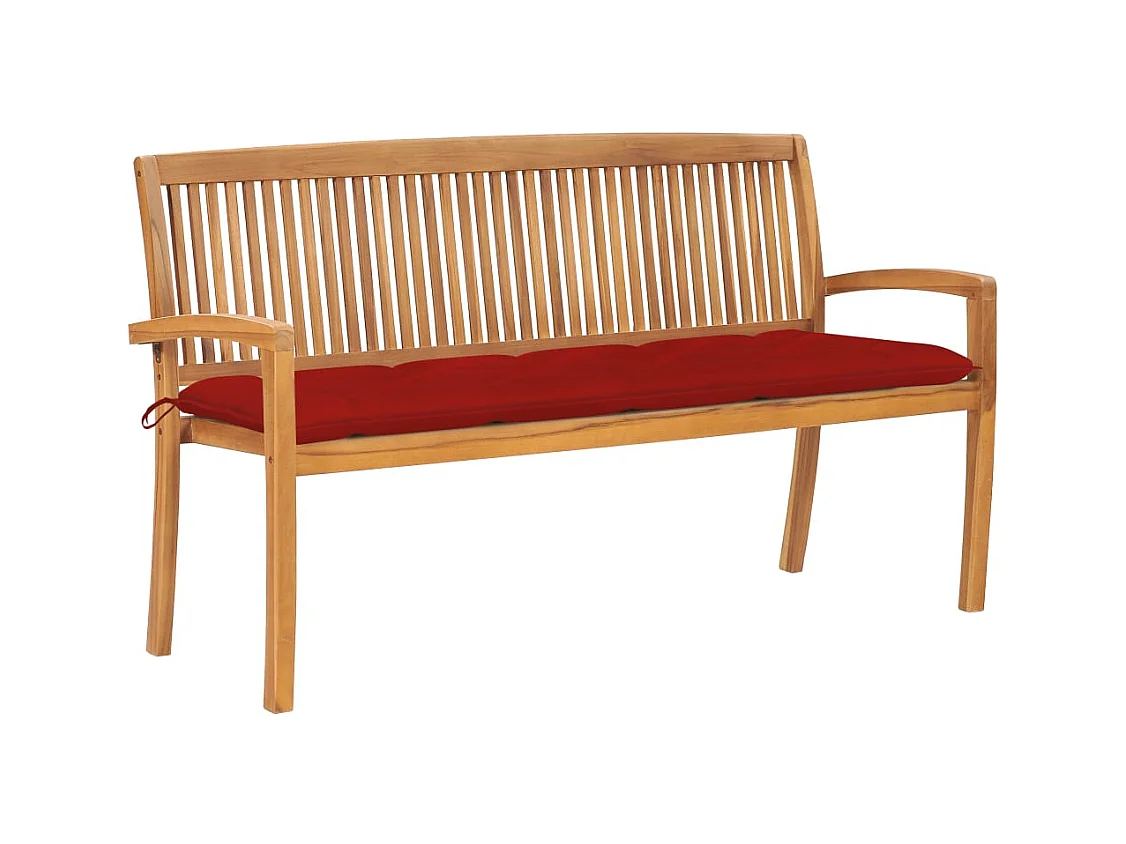 Banco de jardim empilhável c/ almofadão 159 cm teca maciça