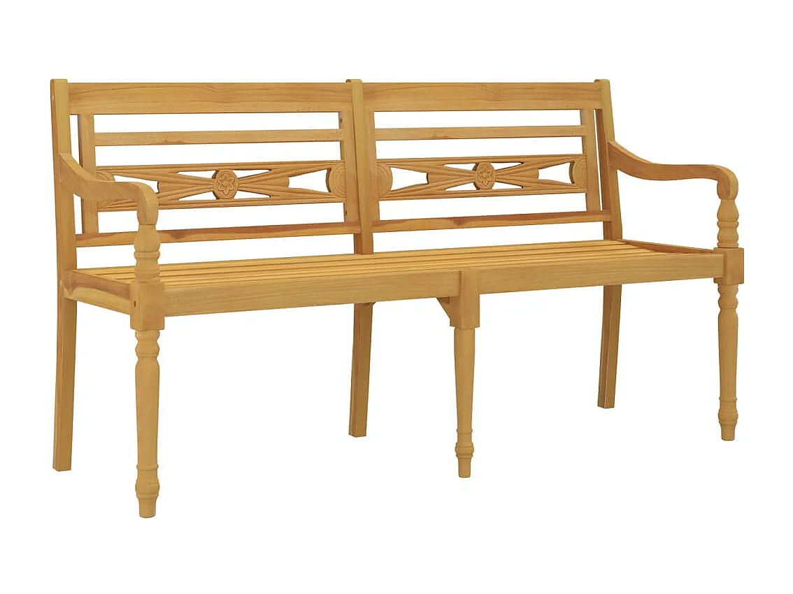 Banco Batavia con cojín gris taupe madera maciza de teca 150 cm
