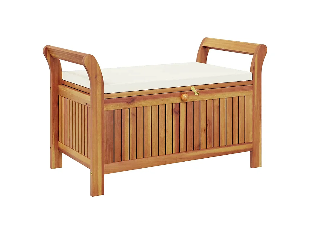 Panca Portaoggetti Giardino Cuscino 91 cm Legno Massello Acacia