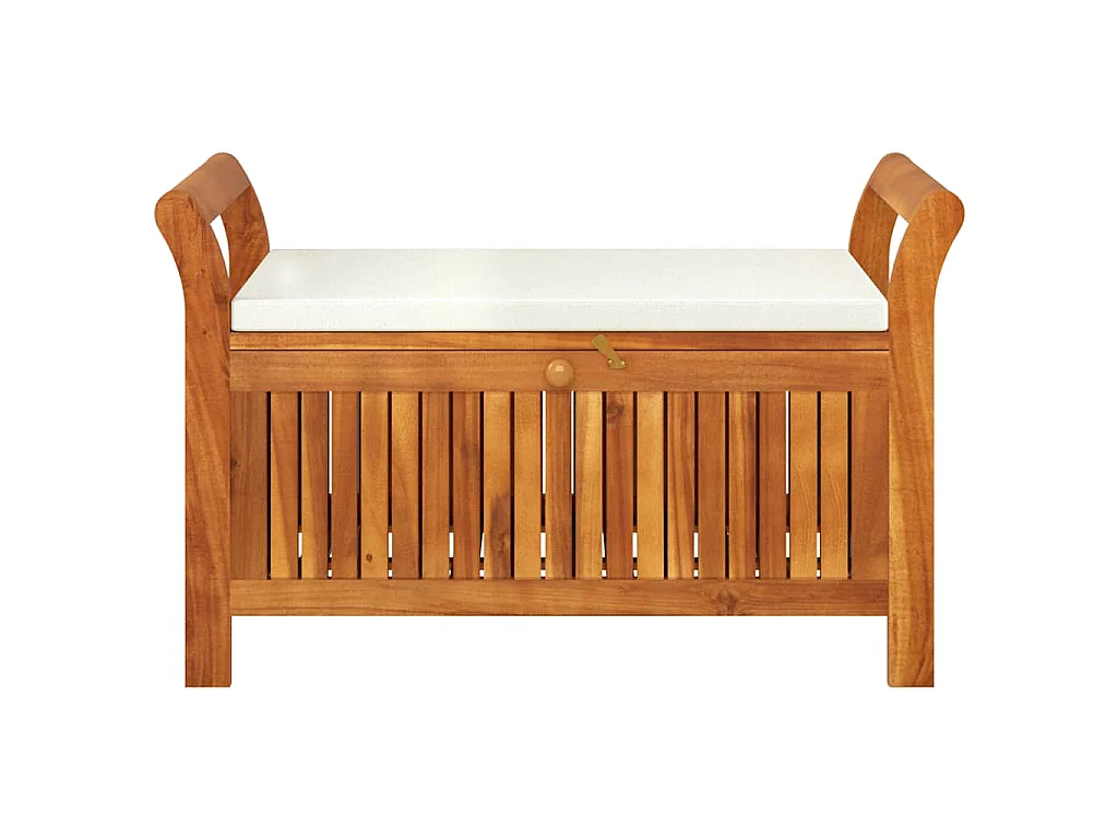 Panca Portaoggetti Giardino Cuscino 91 cm Legno Massello Acacia