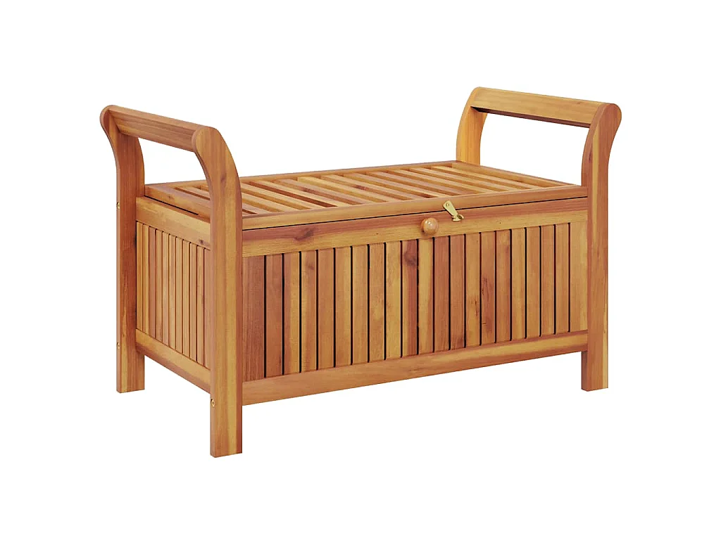 Panca Portaoggetti Giardino Cuscino 91 cm Legno Massello Acacia