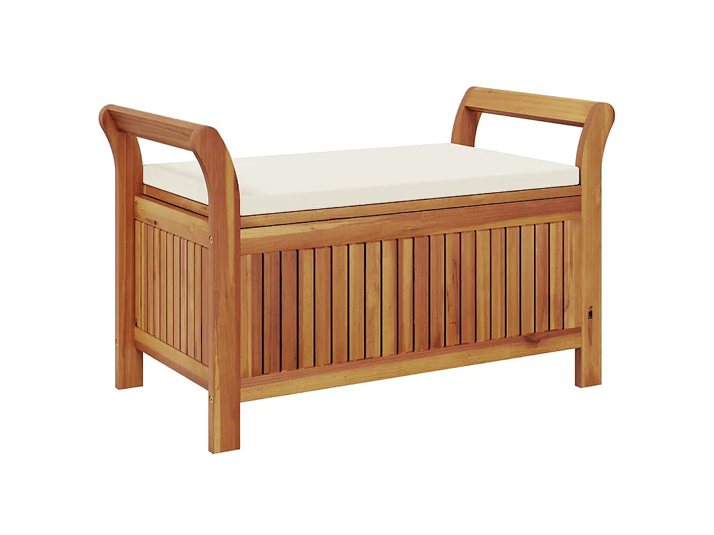 Panca Portaoggetti Giardino Cuscino 91 cm Legno Massello Acacia