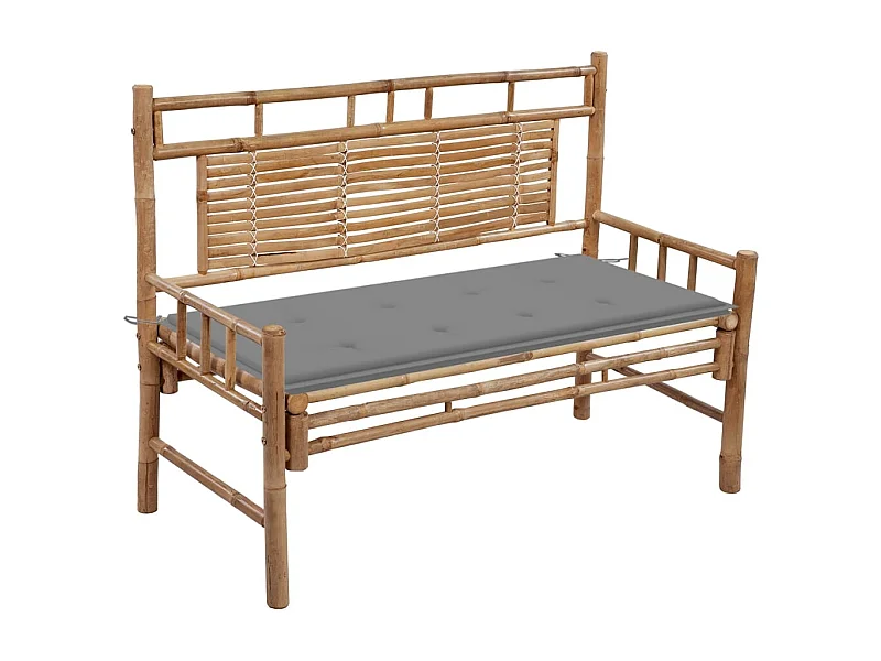 Banco de jardín con cojín bambú 120 cm