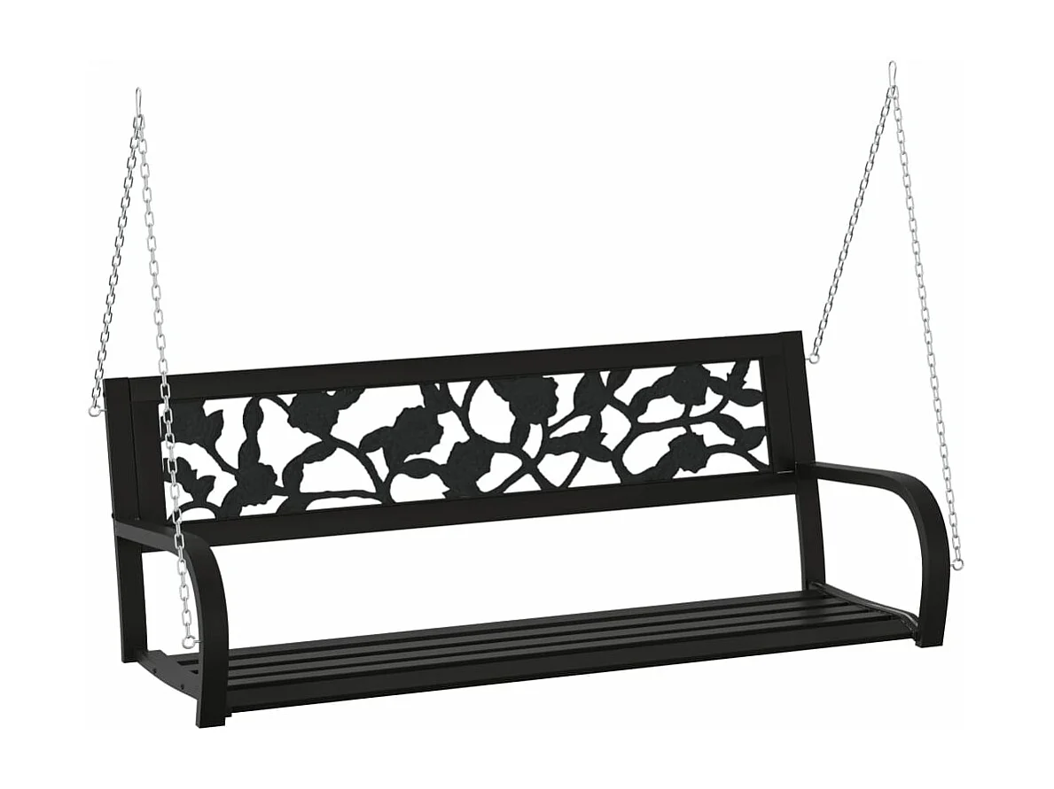 Banco balancín de jardín 125 cm acero y plástico negro