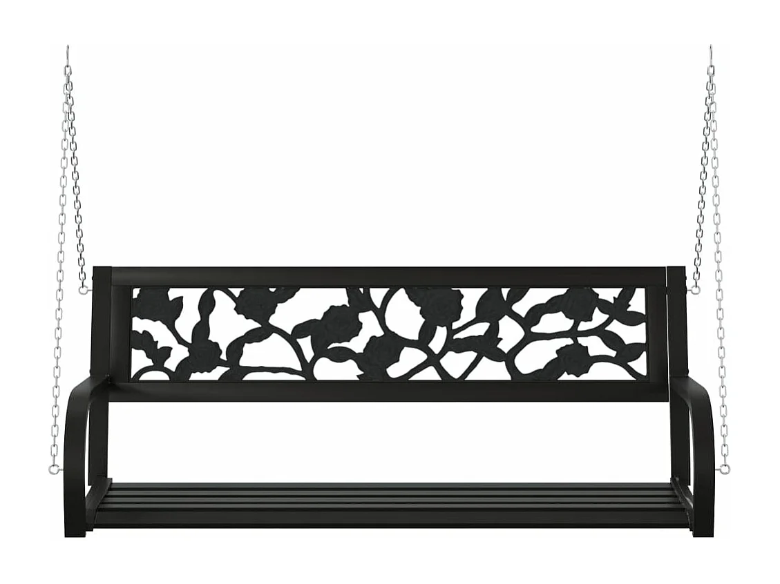 Banco balancín de jardín 125 cm acero y plástico negro
