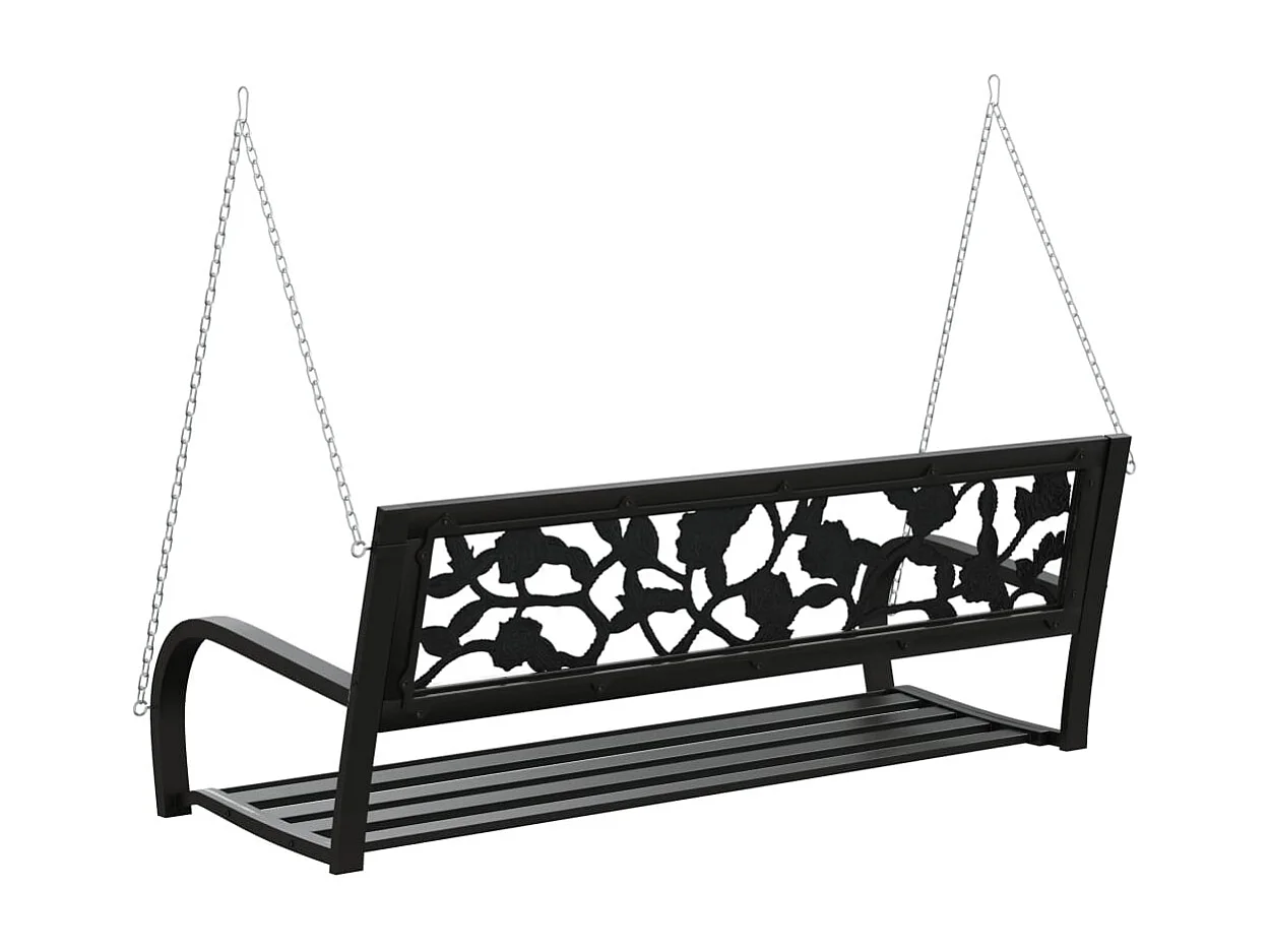 Banco balancín de jardín 125 cm acero y plástico negro