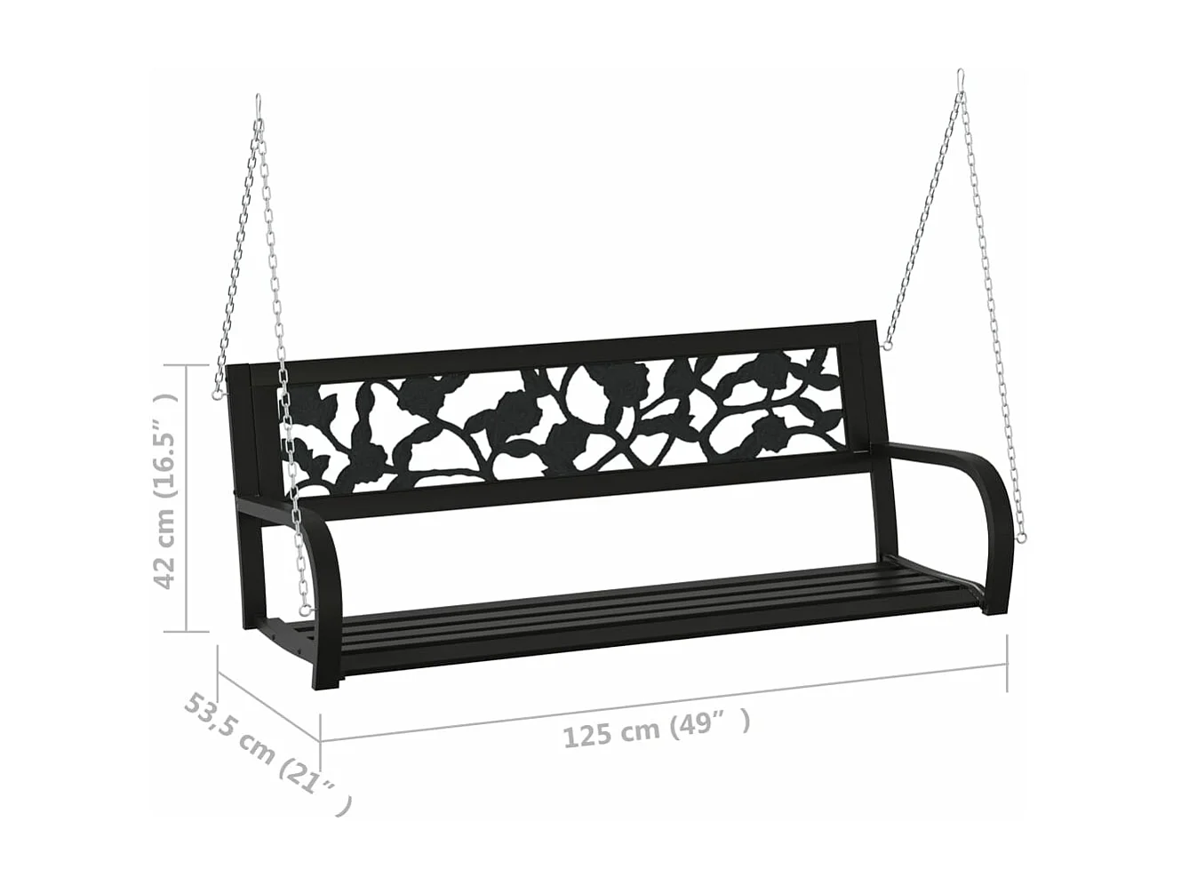 Banco balancín de jardín 125 cm acero y plástico negro