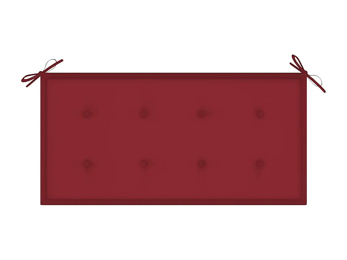 Banc de jardin avec coussin rouge bordeaux 112 cm Teck massif