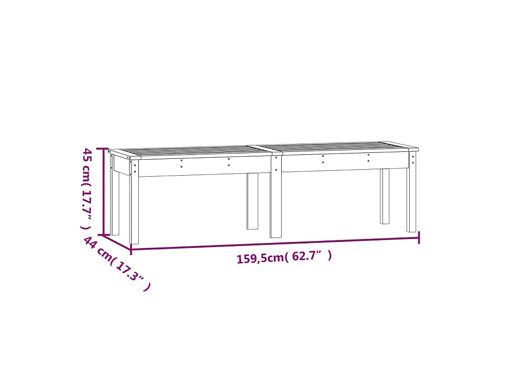 Tuinbank 2-zits 159,5x44x45 cm massief grenenhout grijs