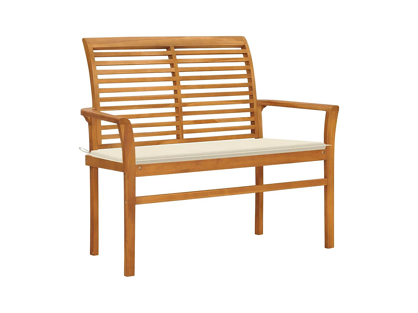 Banc de jardin avec coussin crème 112 cm Bois de teck massif