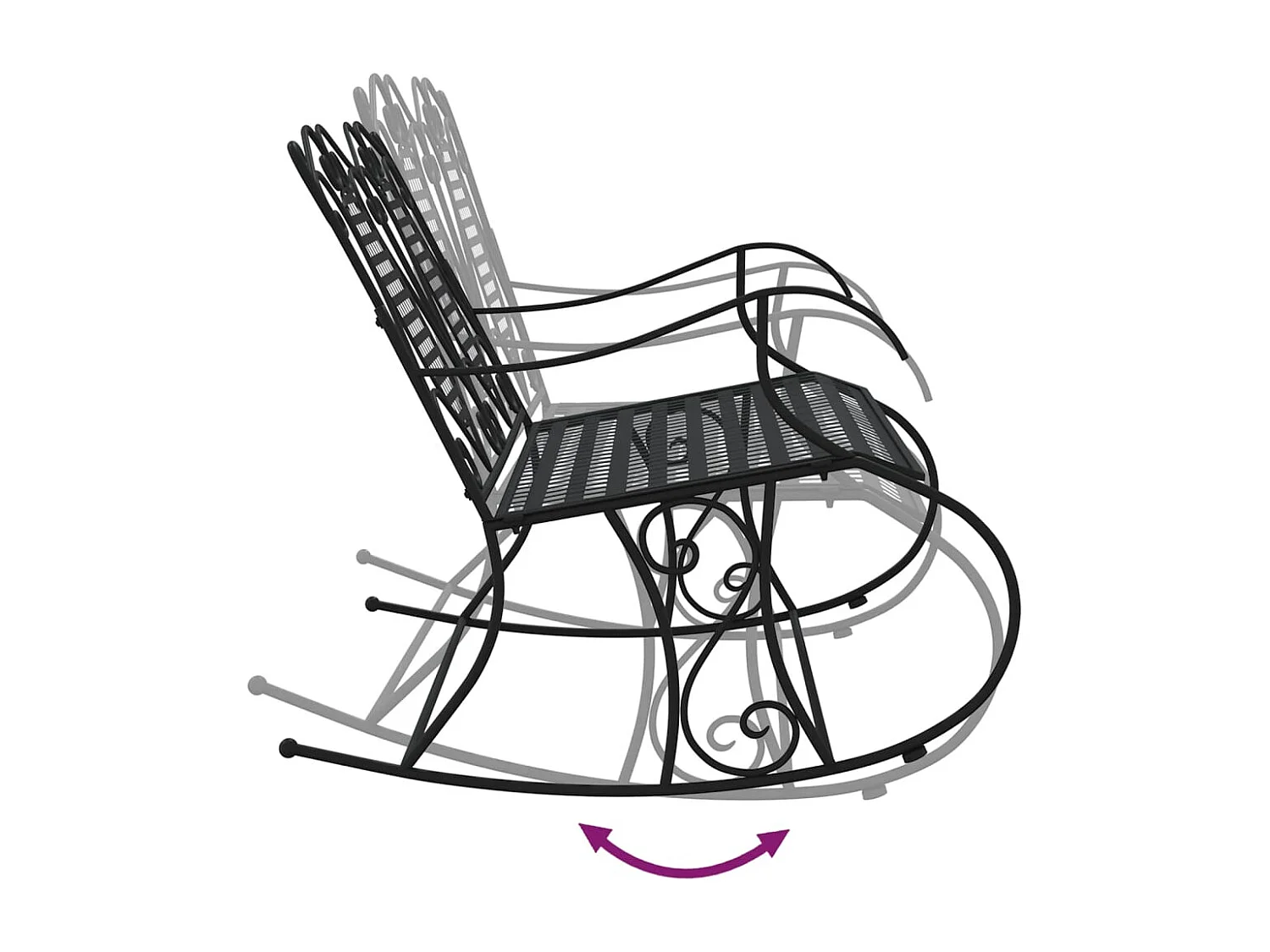 Schaukelbank 2-Sitzer 113 cm Schwarz Stahl