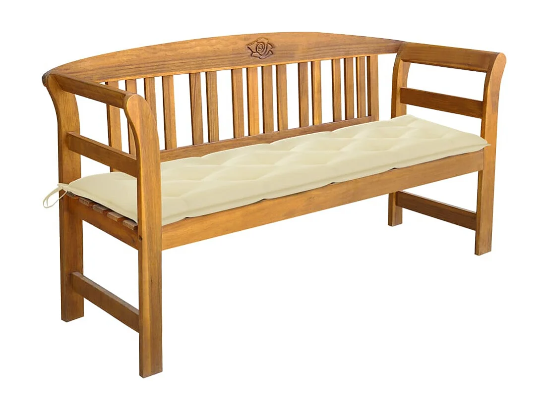 Banc de jardin avec coussin 157 cm Bois d'acacia massif