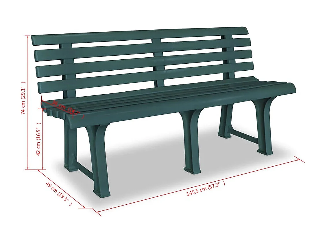 Gartenbank 145,5 cm Kunststoff Grün