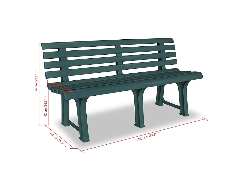 Gartenbank 145,5 cm Kunststoff Grün