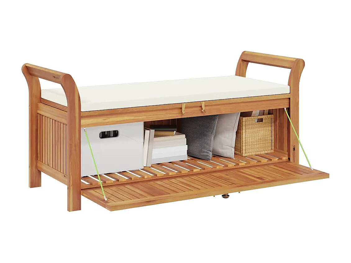 Skrzynia ogrodowa z drewna akacjowego z poduszką 126 cm - Elegancka i praktyczna