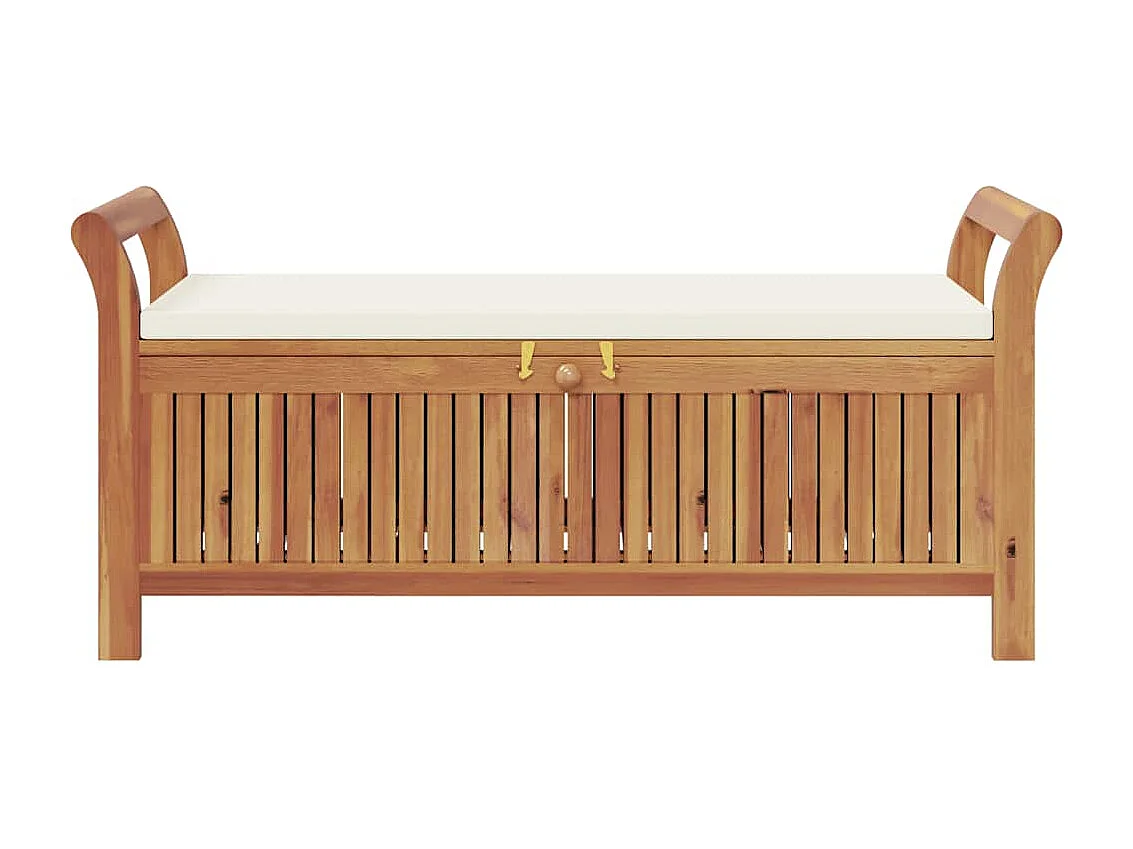 Skrzynia ogrodowa z drewna akacjowego z poduszką 126 cm - Elegancka i praktyczna