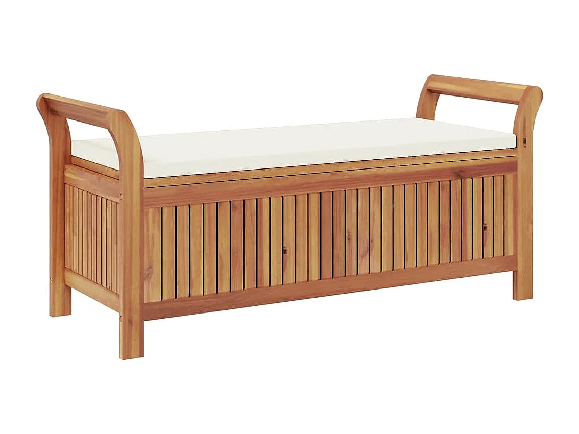 Banco de arrumação p/ jardim c/ almofadão 126 cm acácia maciça