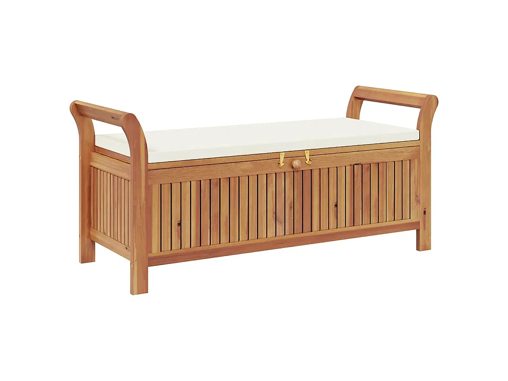 Banc de rangement de jardin avec coussin 126 cm Bois d'acacia