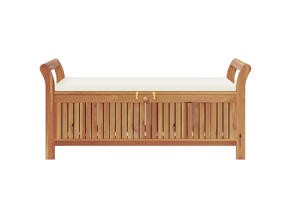 Banc de rangement de jardin avec coussin 126 cm Bois d'acacia