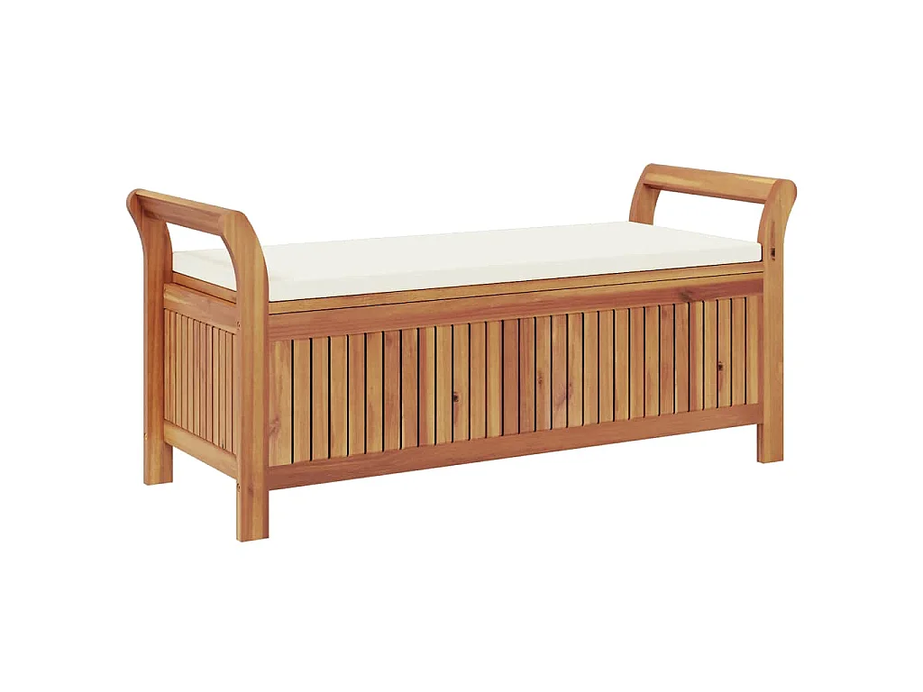 Banc de rangement de jardin avec coussin 126 cm Bois d'acacia