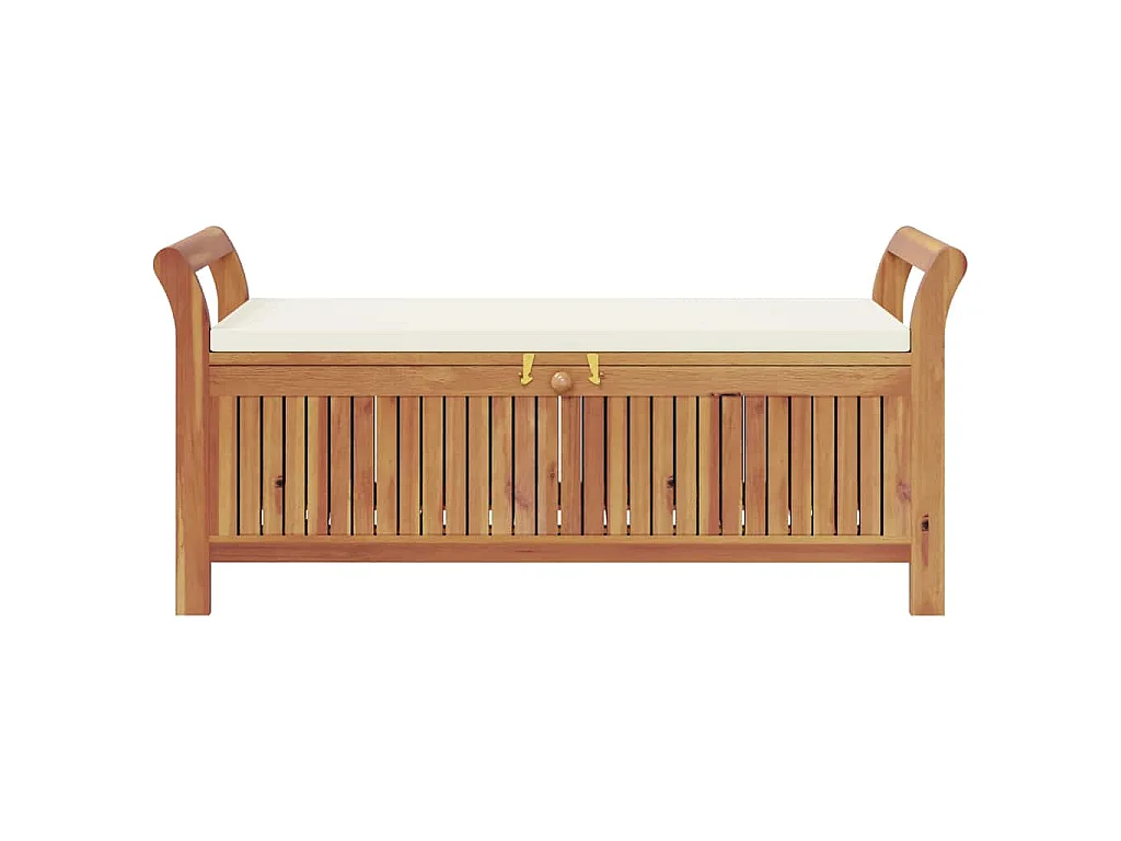 Panca Portaoggetti Giardino Cuscino 126cm Legno Massello Acacia