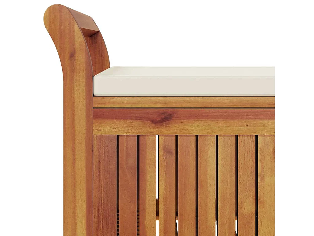 Panca Portaoggetti Giardino Cuscino 126cm Legno Massello Acacia