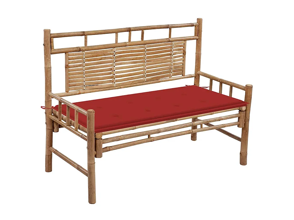 Gartenbank mit Auflage 120 cm Bambus