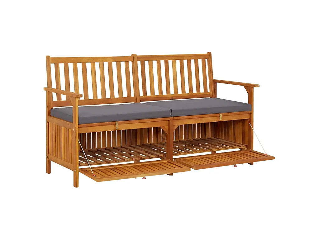 Cassapanca con Cuscino 148 cm in Legno Massello di Acacia