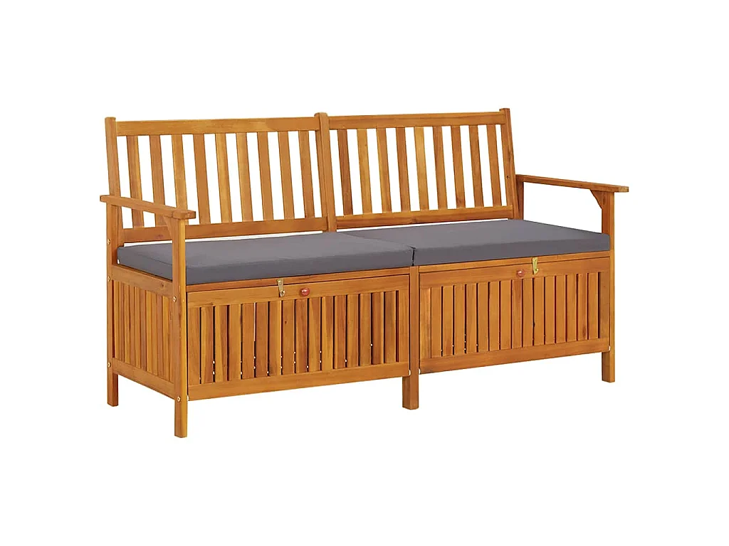 Cassapanca con Cuscino 148 cm in Legno Massello di Acacia