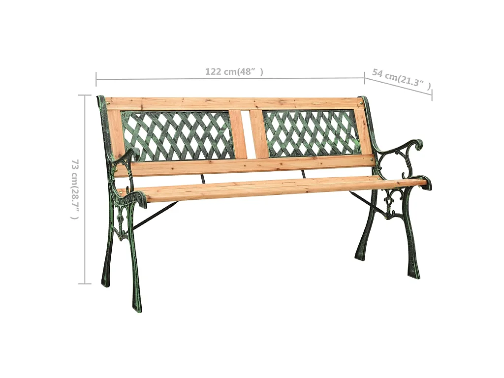 Gartenbank 122 cm Gusseisen und Massivholz Tanne