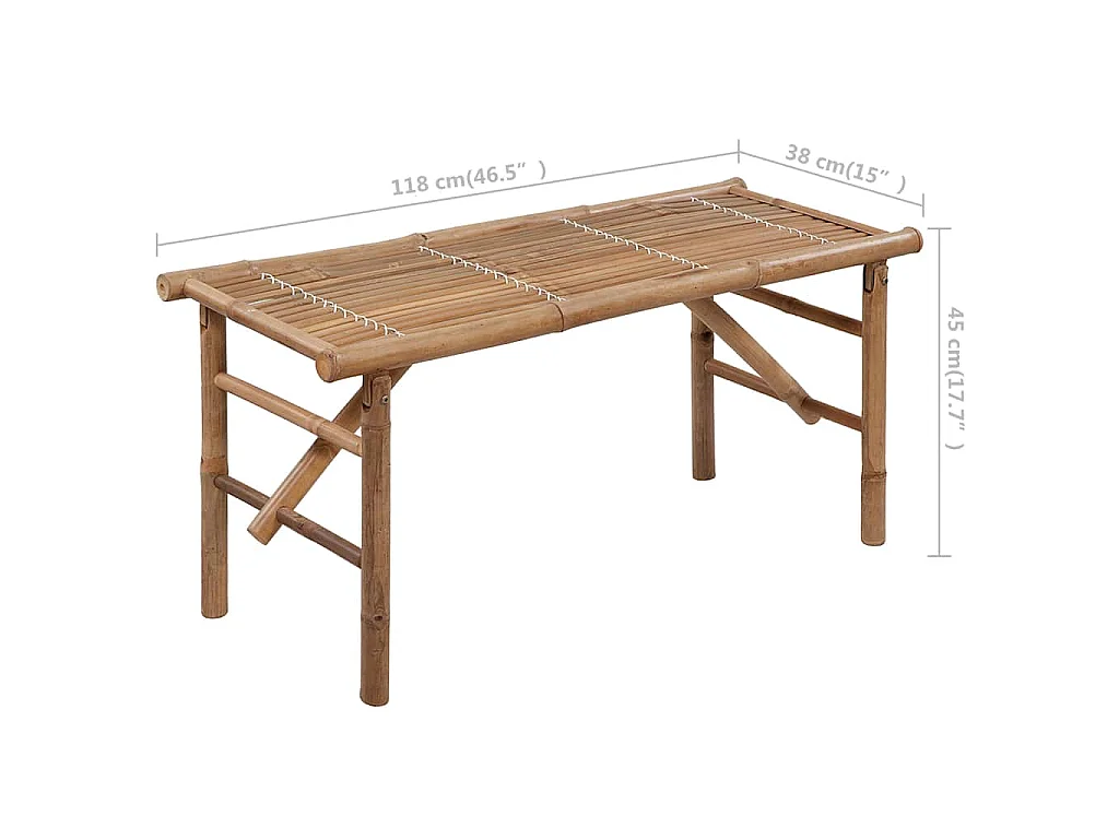 Klappbare Gartenbank mit Auflage 118 cm Bambus