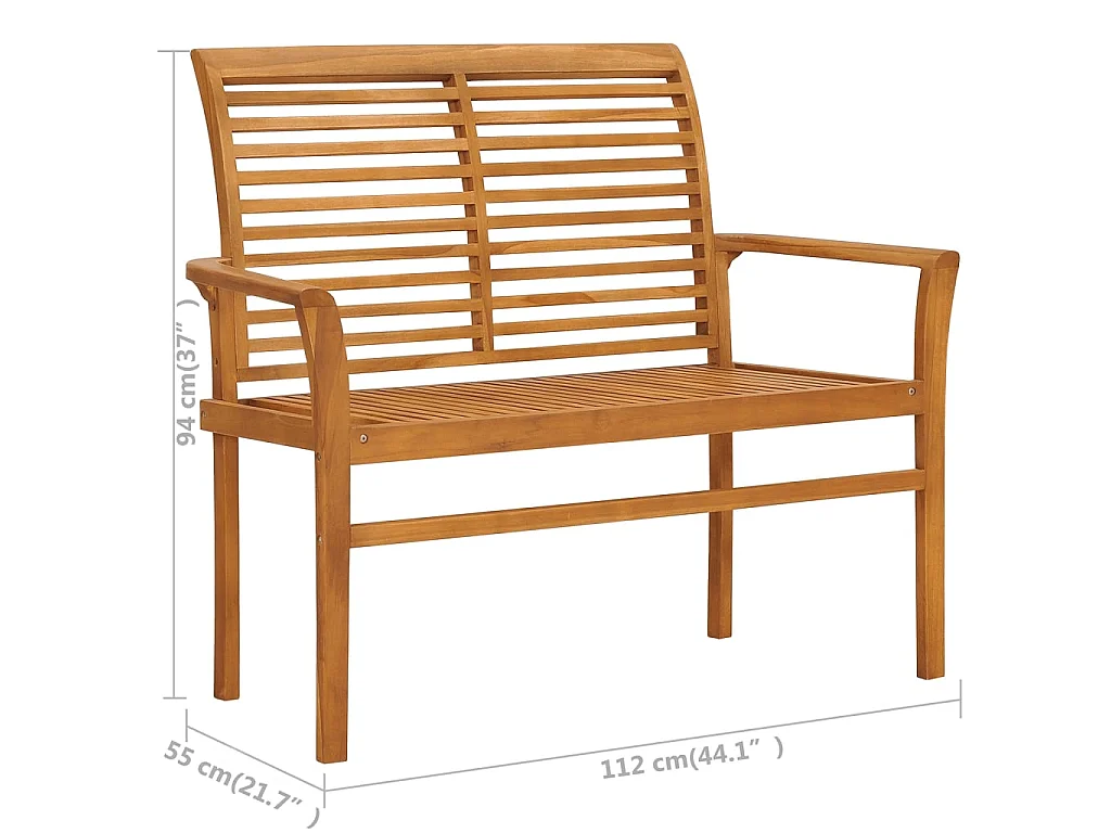 Banc de jardin avec coussin vert vif 112 cm Bois de teck massif