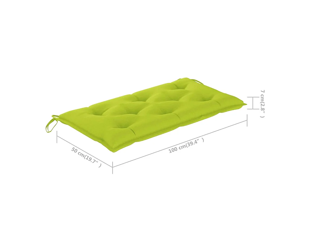 Banc de jardin avec coussin vert vif 112 cm Bois de teck massif