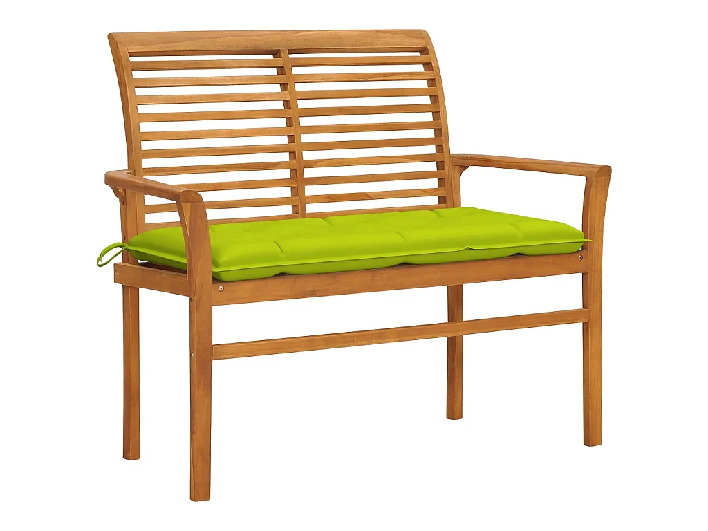 Banc de jardin avec coussin vert vif 112 cm Bois de teck massif