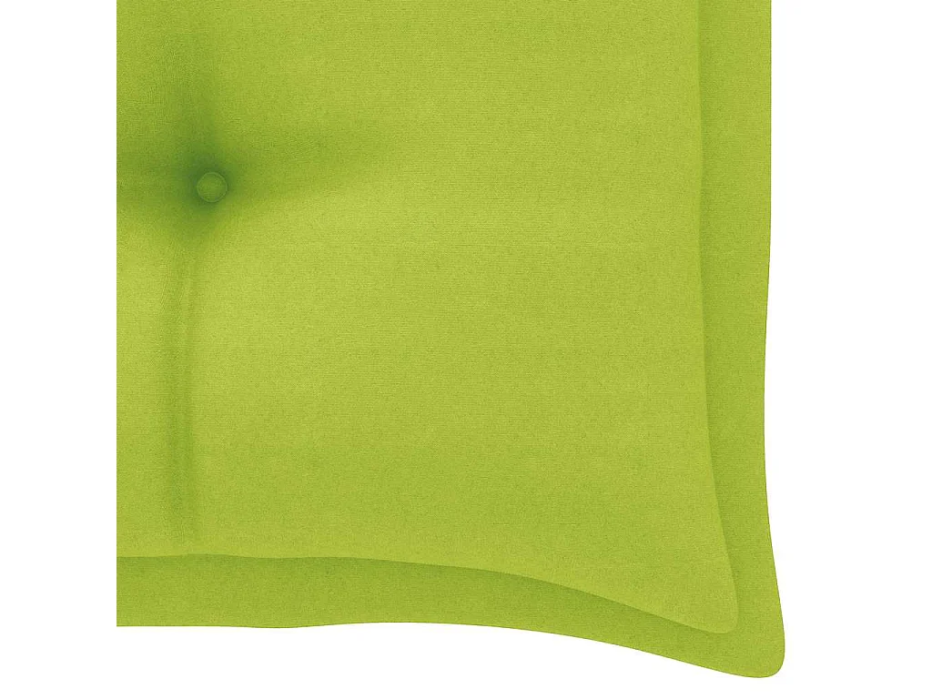 Banc de jardin avec coussin vert vif 112 cm Bois de teck massif