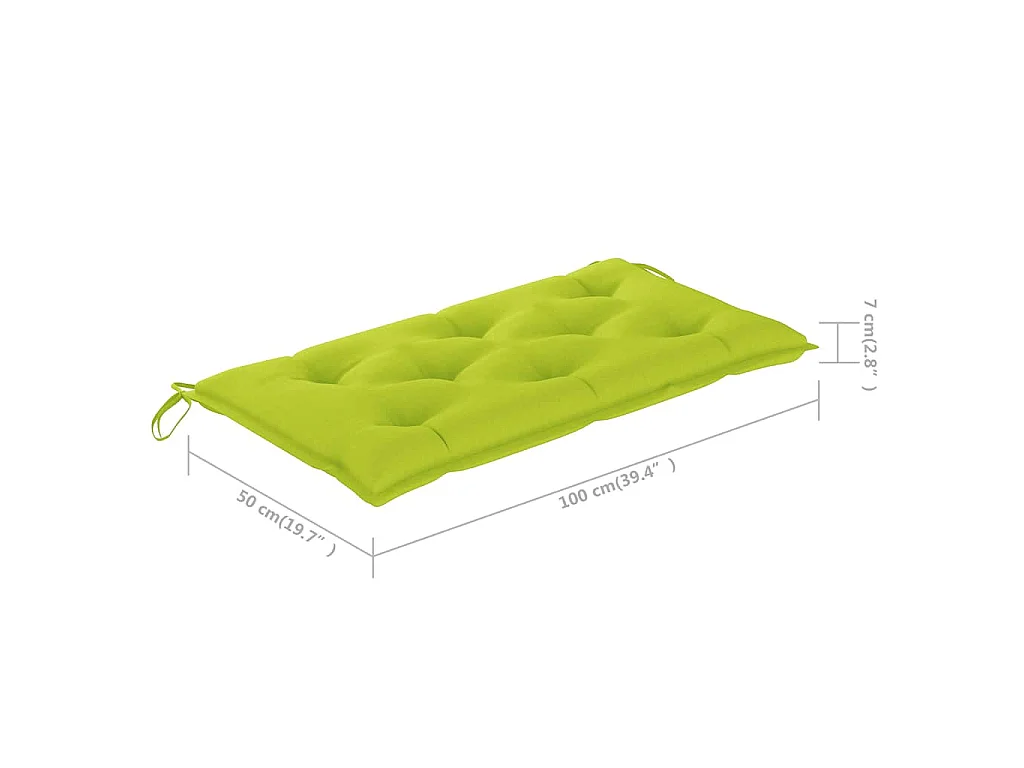 Banc de jardin avec coussin vert vif 112 cm Bois de teck massif