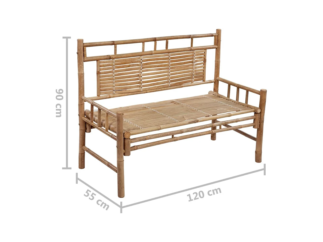 Tuinbank met kussen 120 cm bamboe