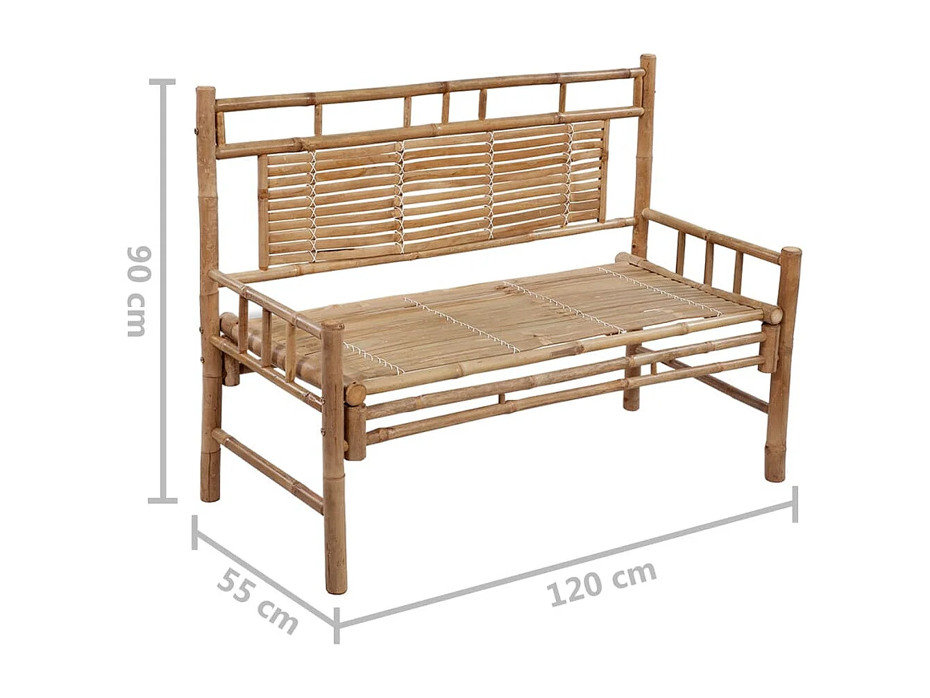 Banc de jardin avec coussin 120 cm Bambou