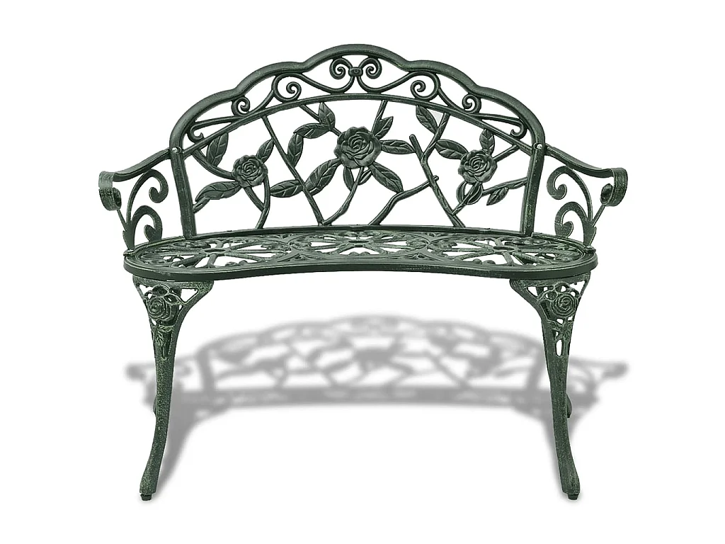 Panchina da Giardino 100 cm in Alluminio Pressofuso Verde