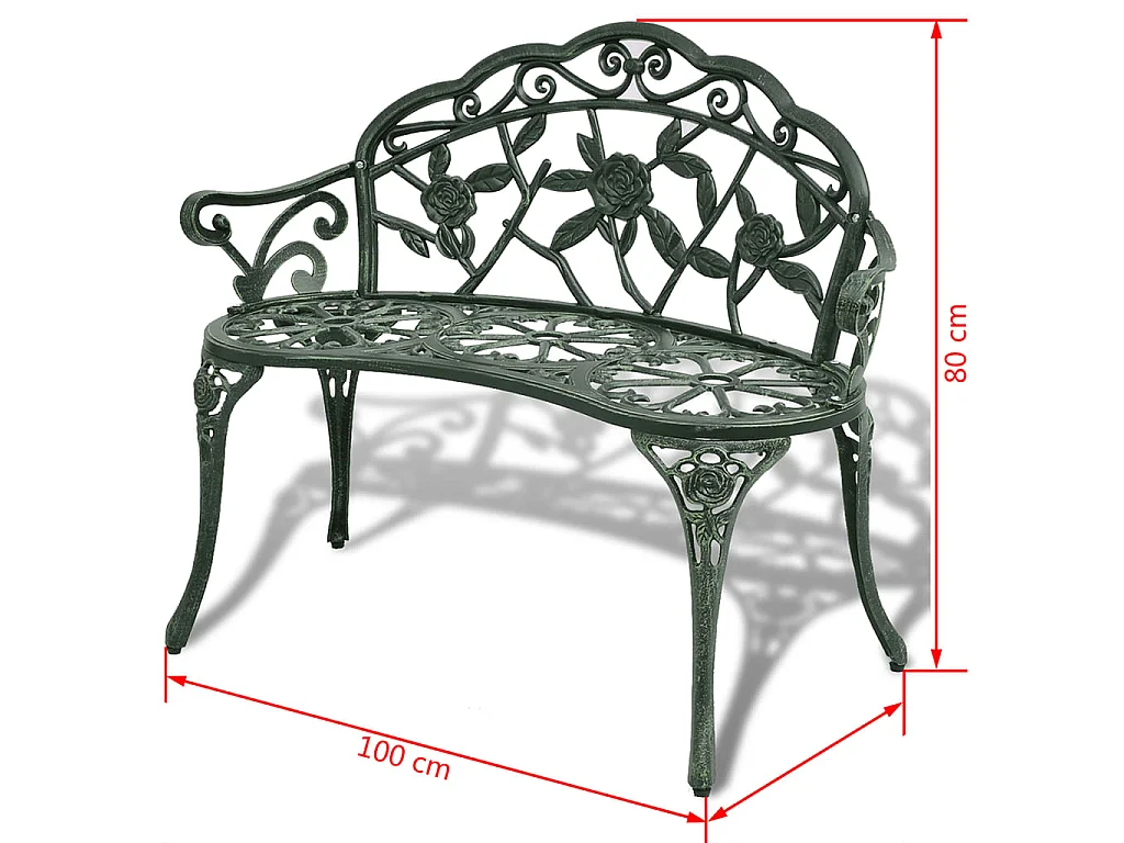 Panchina da Giardino 100 cm in Alluminio Pressofuso Verde