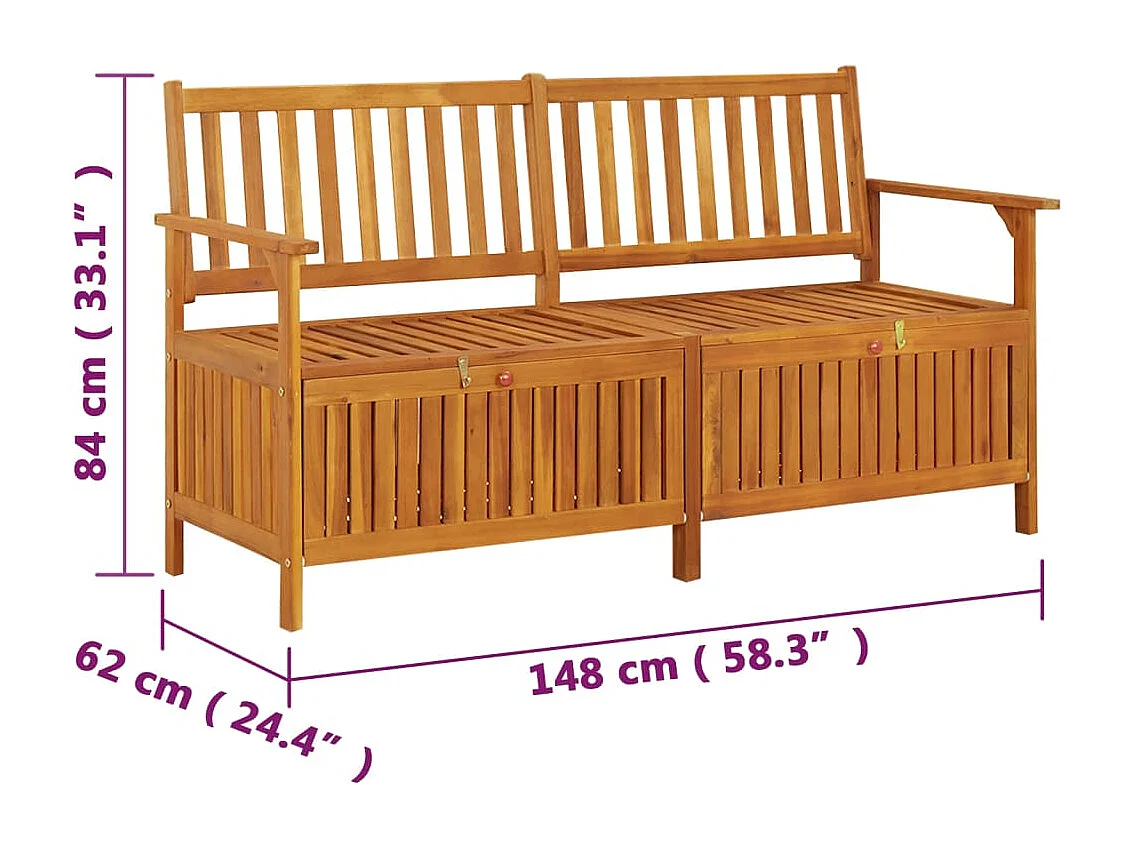 Cassapanca 148 cm in Legno Massello di Acacia