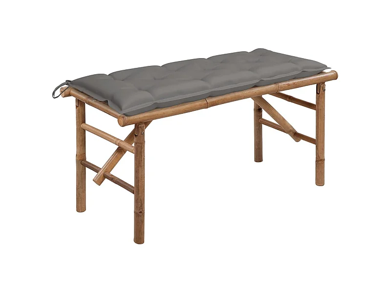 Banc de jardin pliable avec coussin 118 cm Bambou