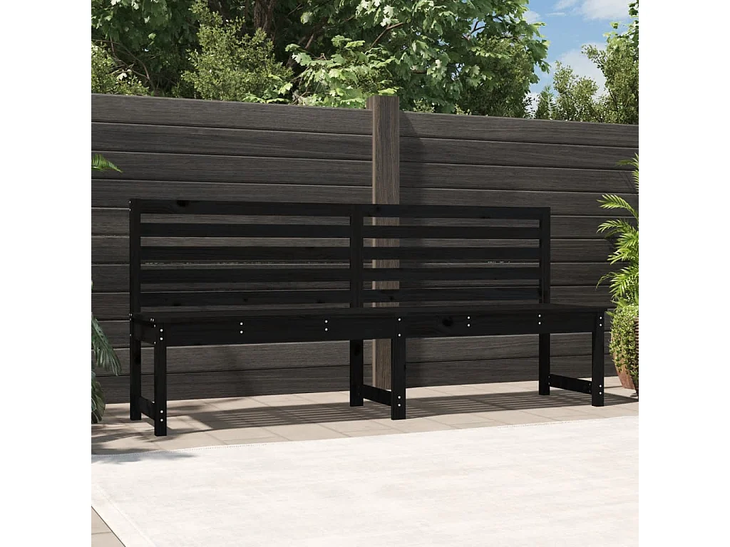 Banc de jardin noir 201,5 cm bois massif de pin