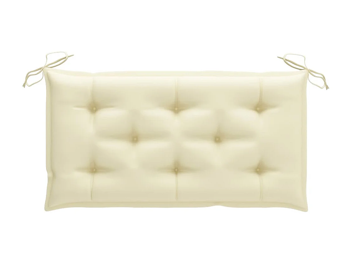 Banc de jardin avec coussin blanc crème 112 cm Bois de teck
