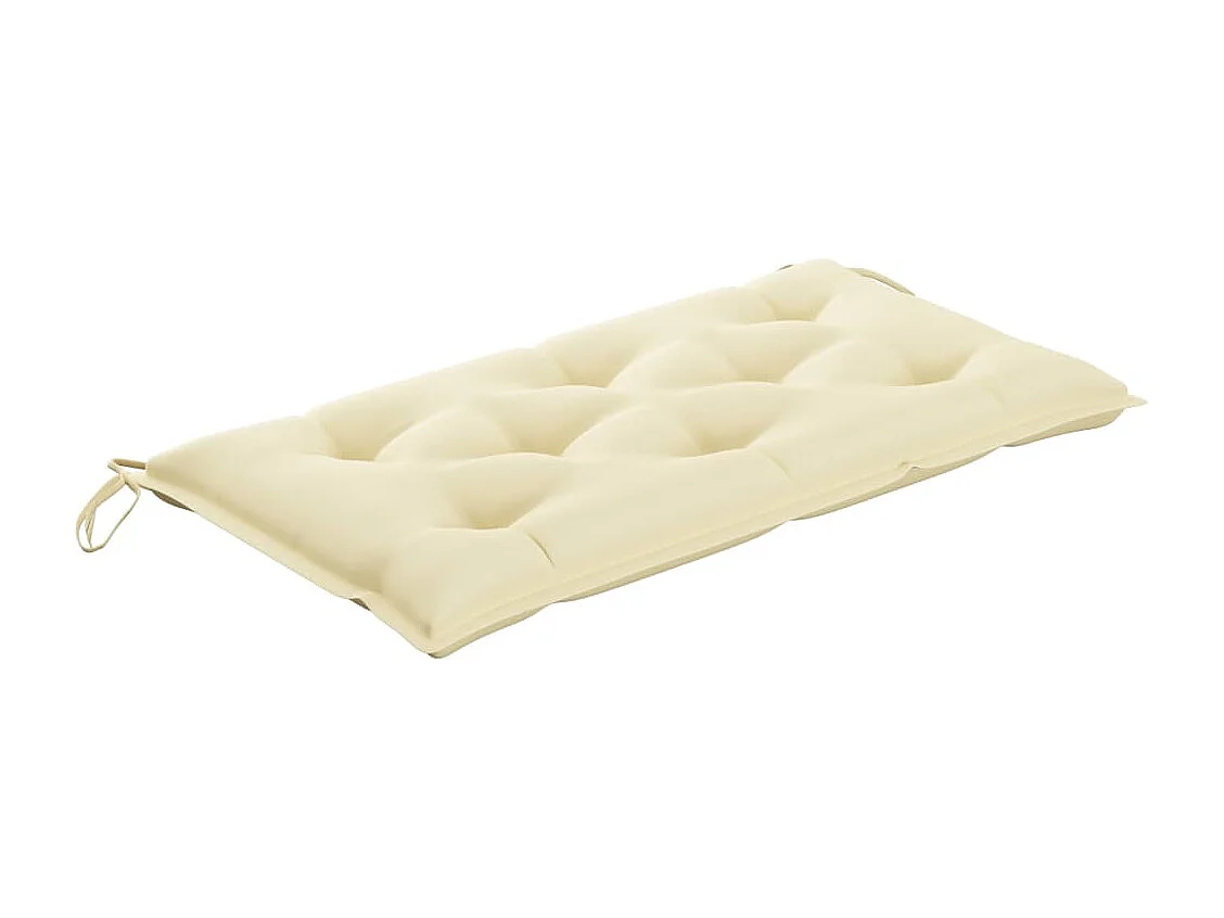 Banc de jardin avec coussin blanc crème 112 cm Bois de teck