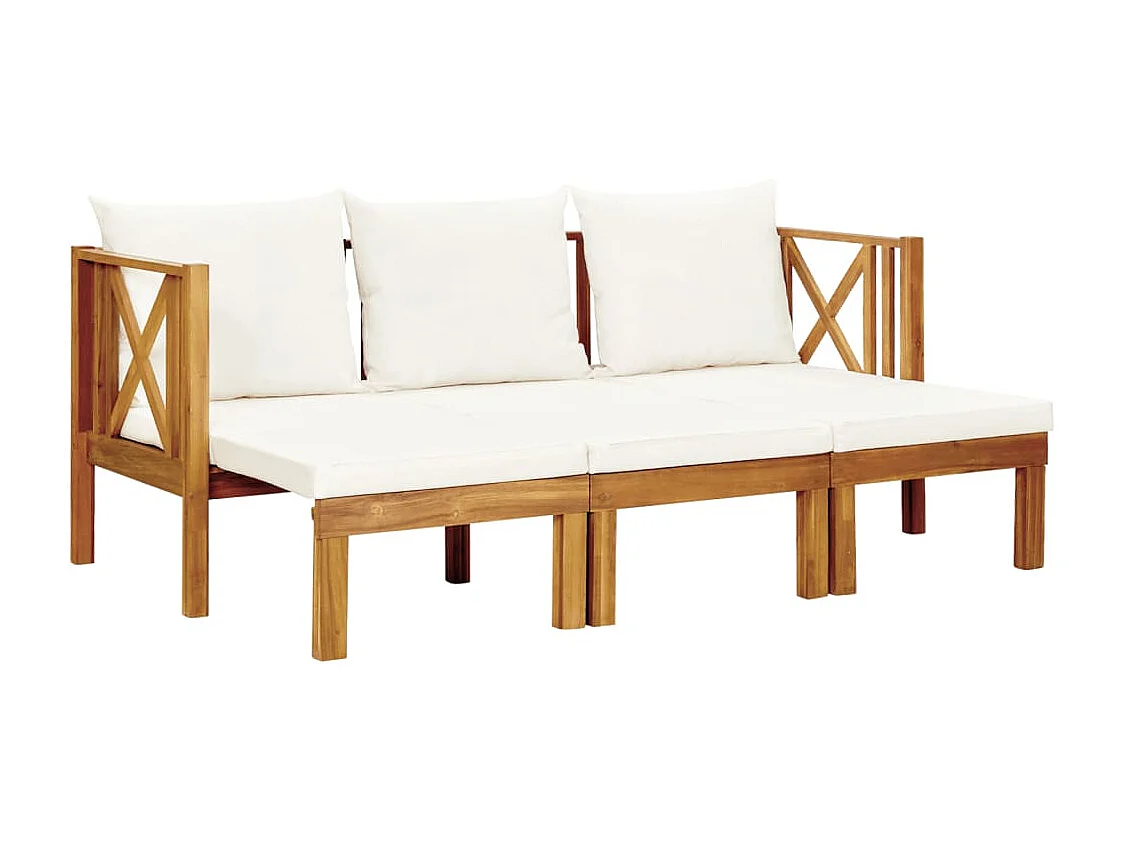 3-Sitzer-Gartenbank mit Kissen 179 cm Massivholz Akazie