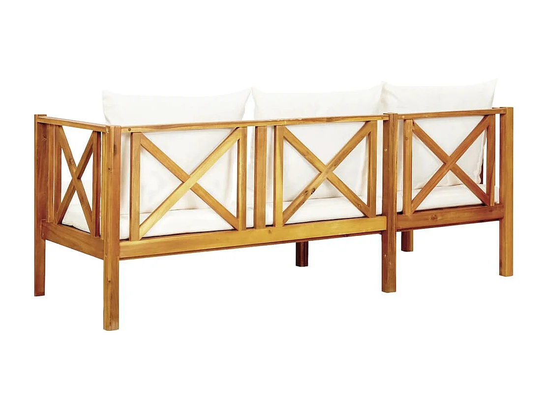 3-Sitzer-Gartenbank mit Kissen 179 cm Massivholz Akazie